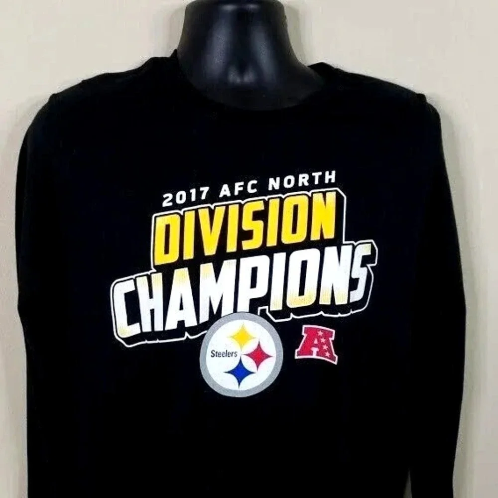 Pittsburgh‎ Steelers Long Sleeve Shirt Mens Medium Black 2017 AFC Champs NFL